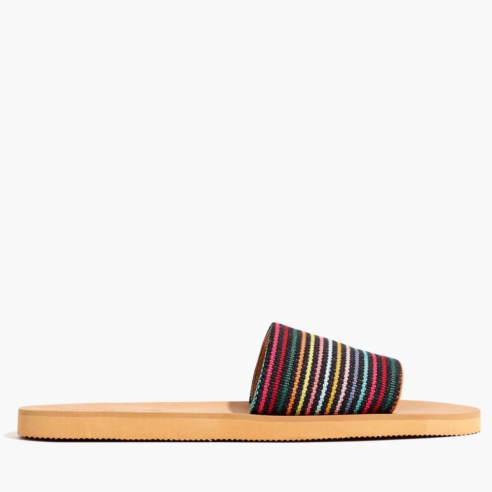 Madewell The Maddie Slide Sandal in Rainbow Stripe - Picture 3 of 6